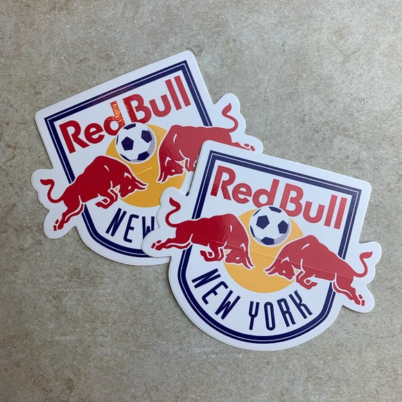 2 Pieces New York Red Bulls RBNY MLS Soccer Fan Football Logo Adhesive Stickers - Picture 3 of 6
